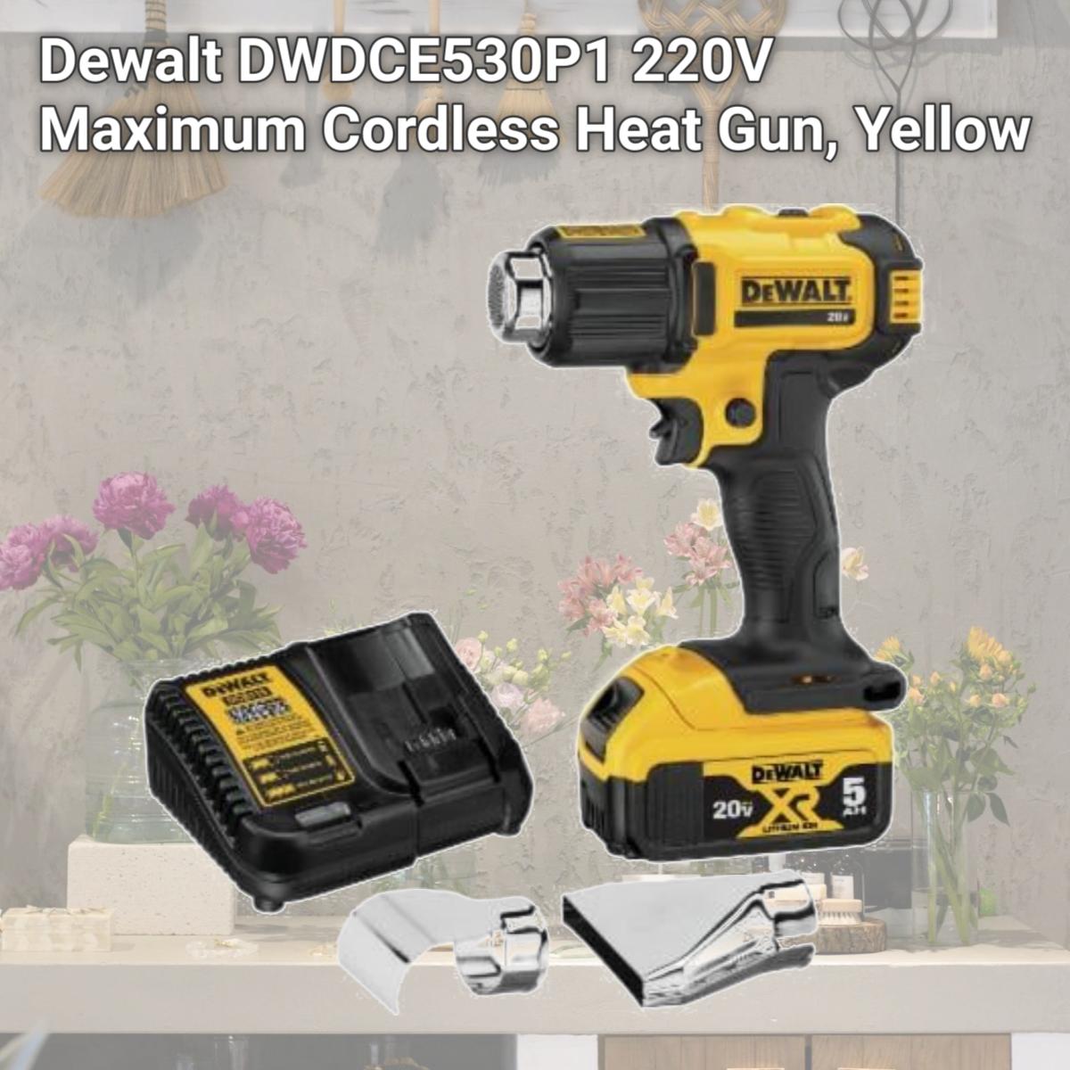Picture of Dewalt DWDCE530P1 220V Maximum Cordless Heat Gun, Yellow