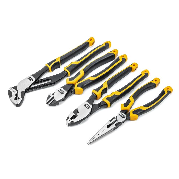 KD82203C-06 Mixed Dual Material Plier Set, Black & Yellow - 4 Piece