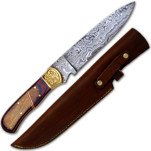 1706-PK 12 in. Damascus Bowie Hunter Knife