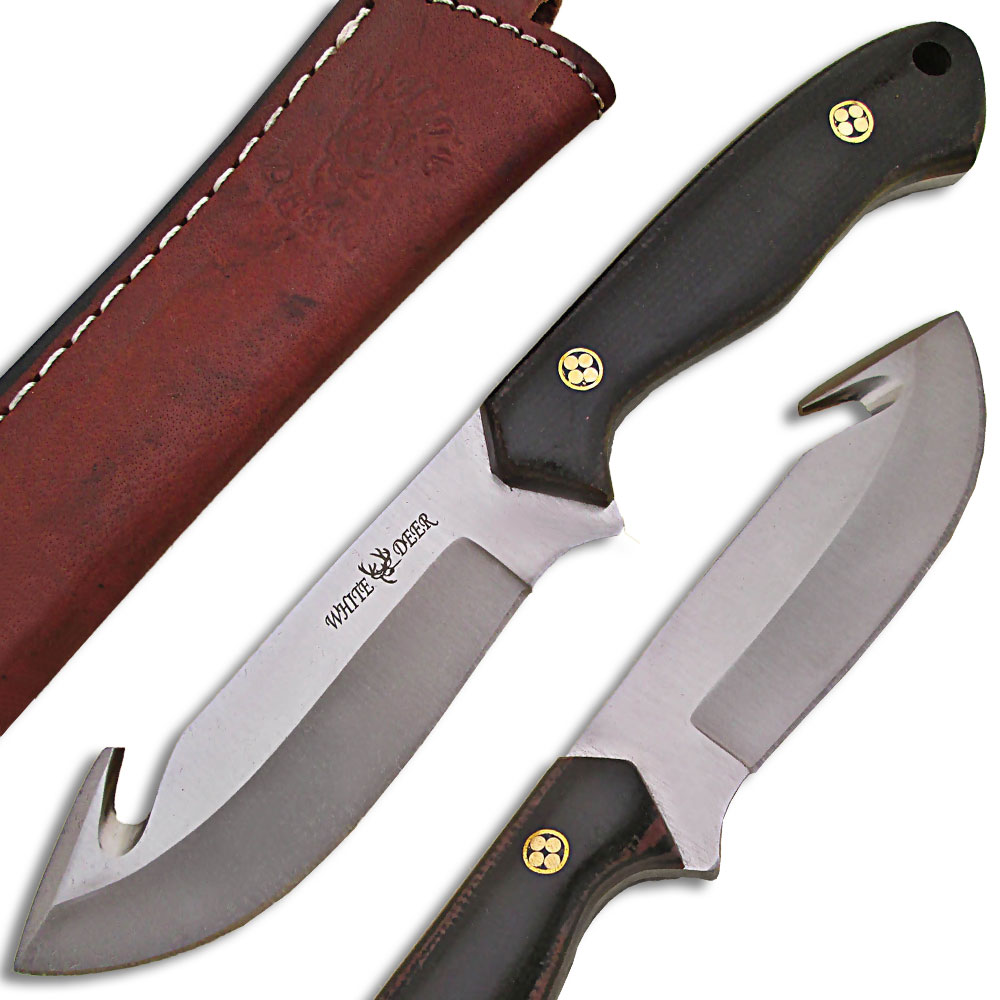 WD-9413 White Deer Guthook Ranger Series J2 Steel Skinner Knife Micarta Plus Wood Grips