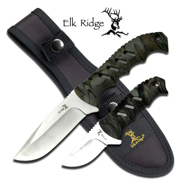 ER-532CA Elk Ridge Camo Fixed-Blade Hunting Skinning Knife Set with Sheath
