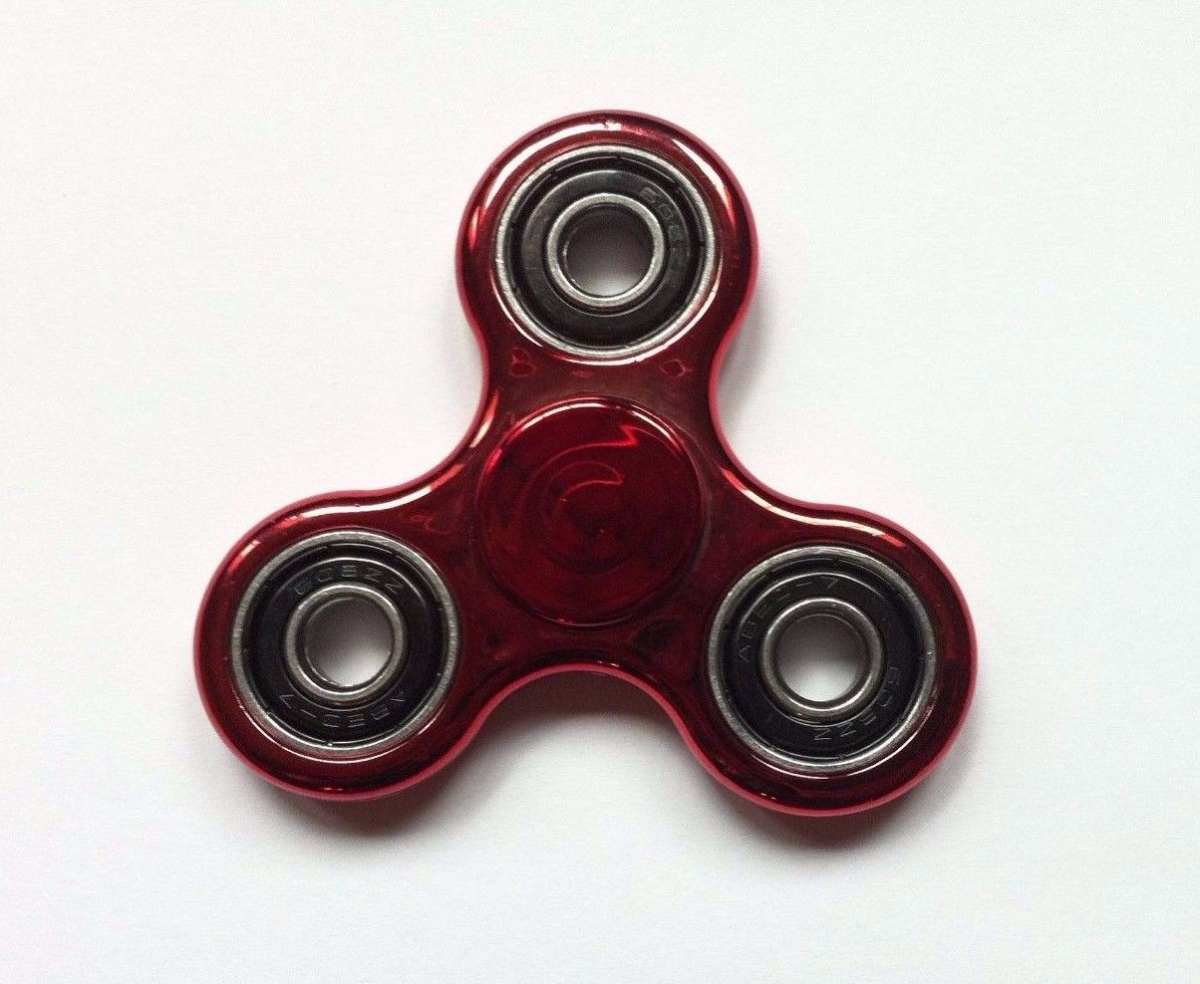 SHINE-RD Shiny Red Metallic Fidget Tri-Spinner EDC Bearing ADHD Focus Stress Reliever Hand Toys