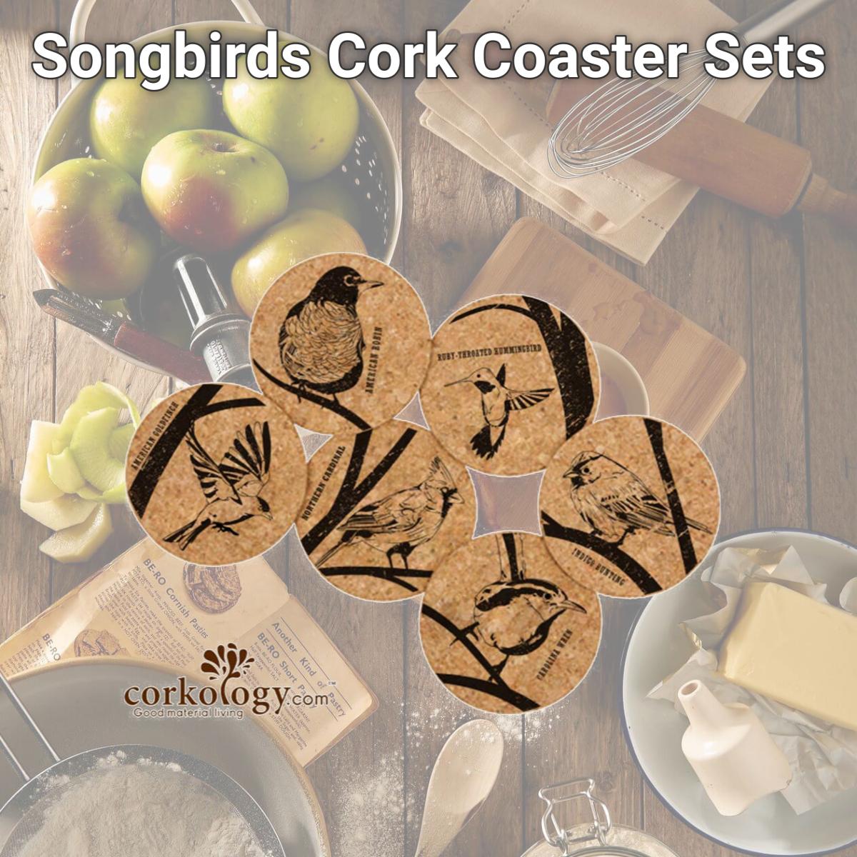 Picture of Corkology 378 Songbirds Cork Coaster Sets