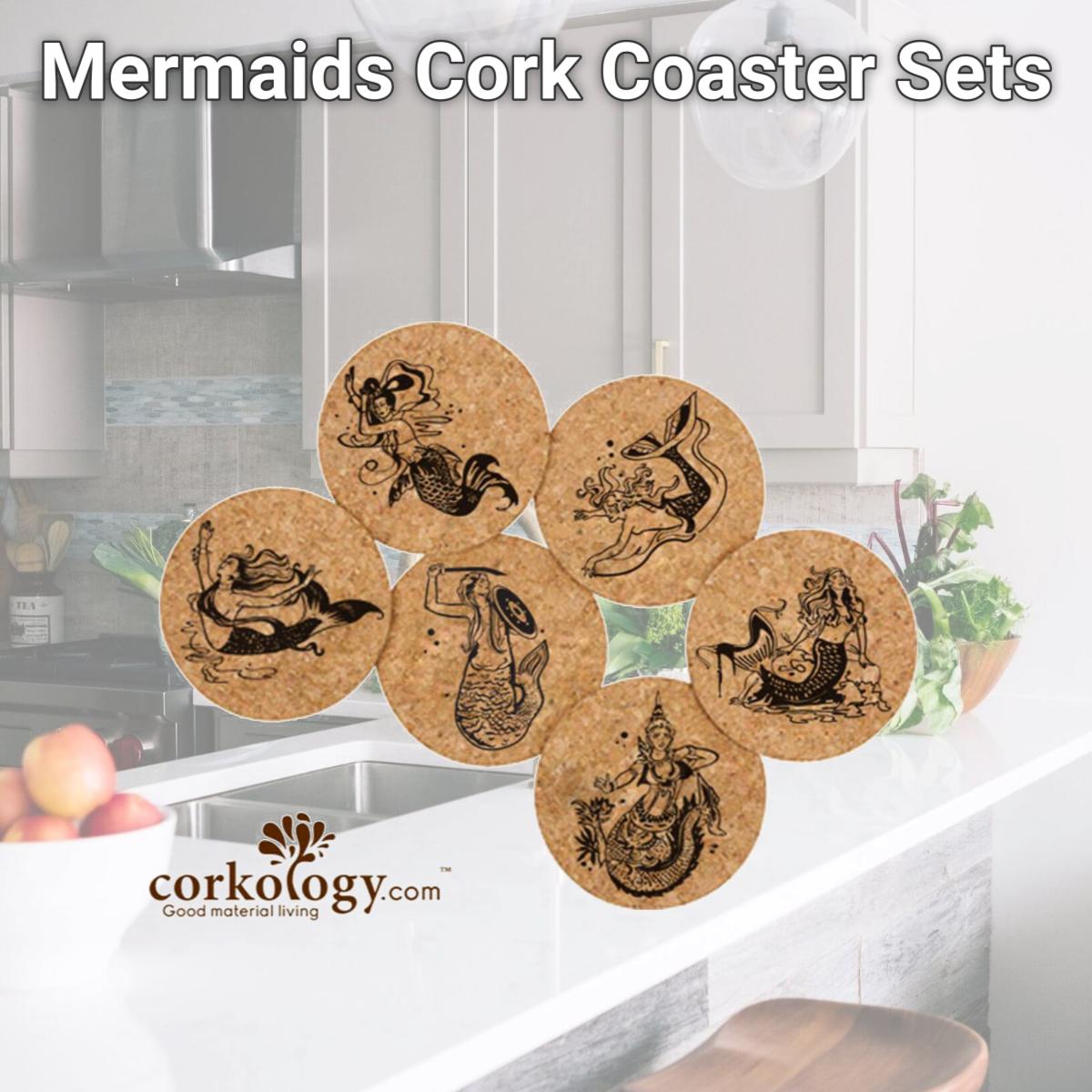Picture of Corkology 379 Mermaids Cork Coaster Sets