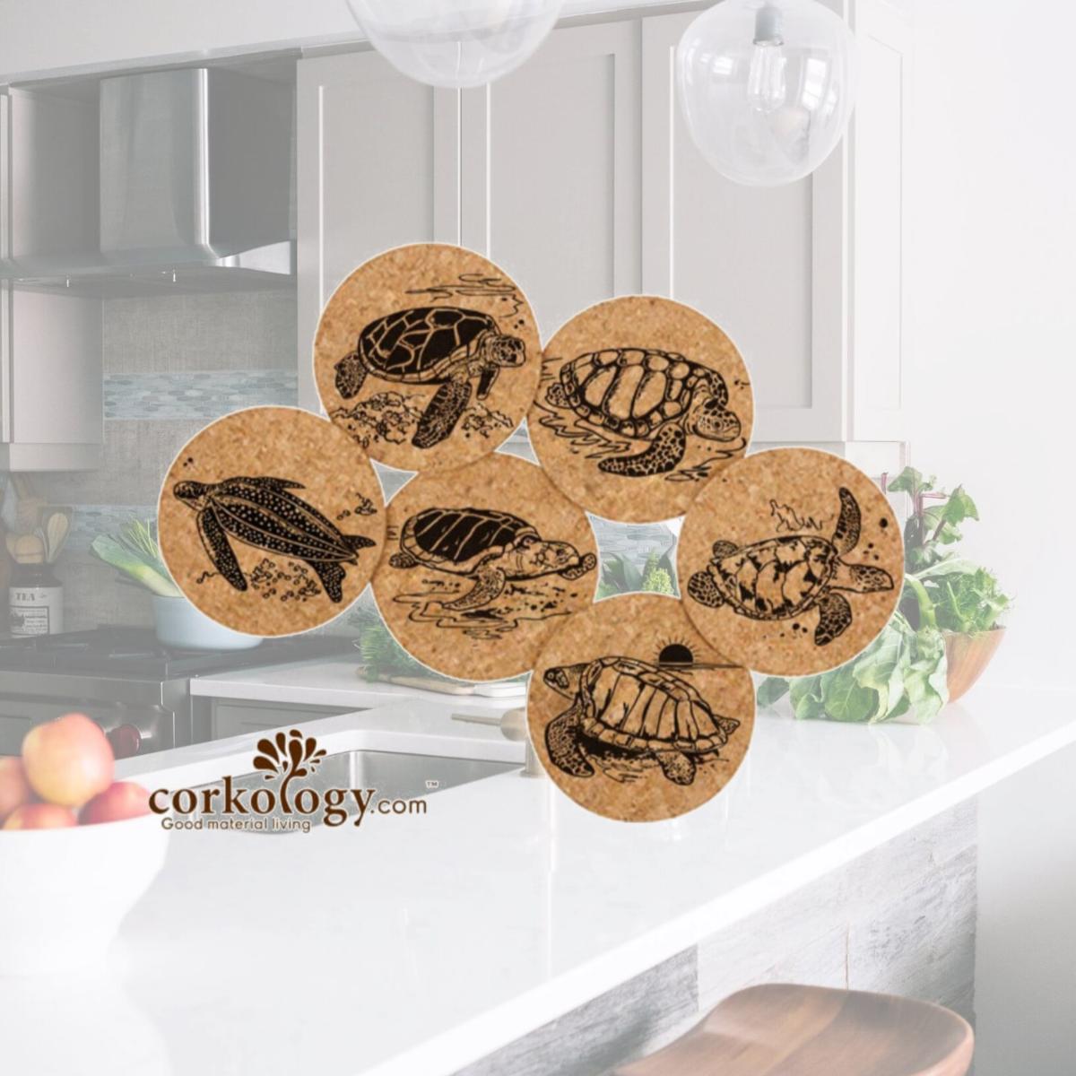 Picture of Corkology 380 Sea Tutrles Cork Coaster Sets