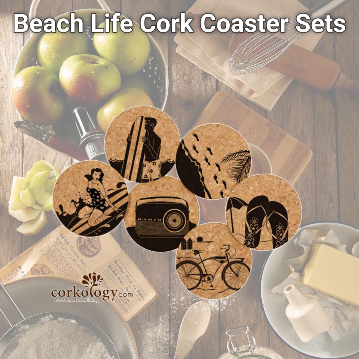 Picture of Corkology 382 Beach Life Cork Coaster Sets