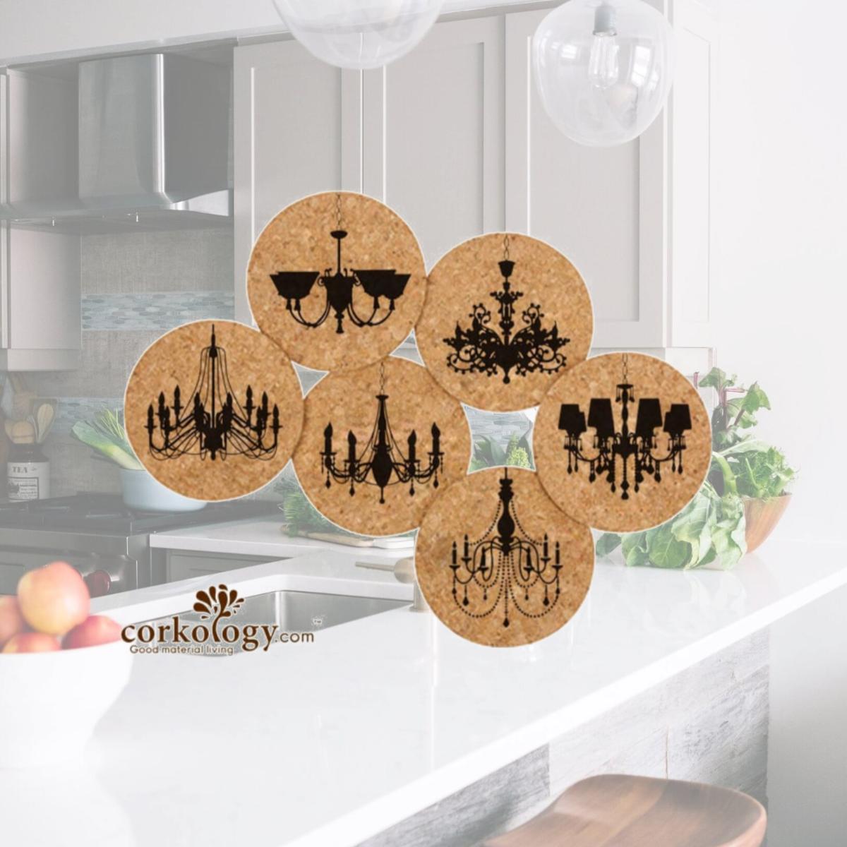 Picture of Corkology 384 Chandeliers Cork Coaster Sets