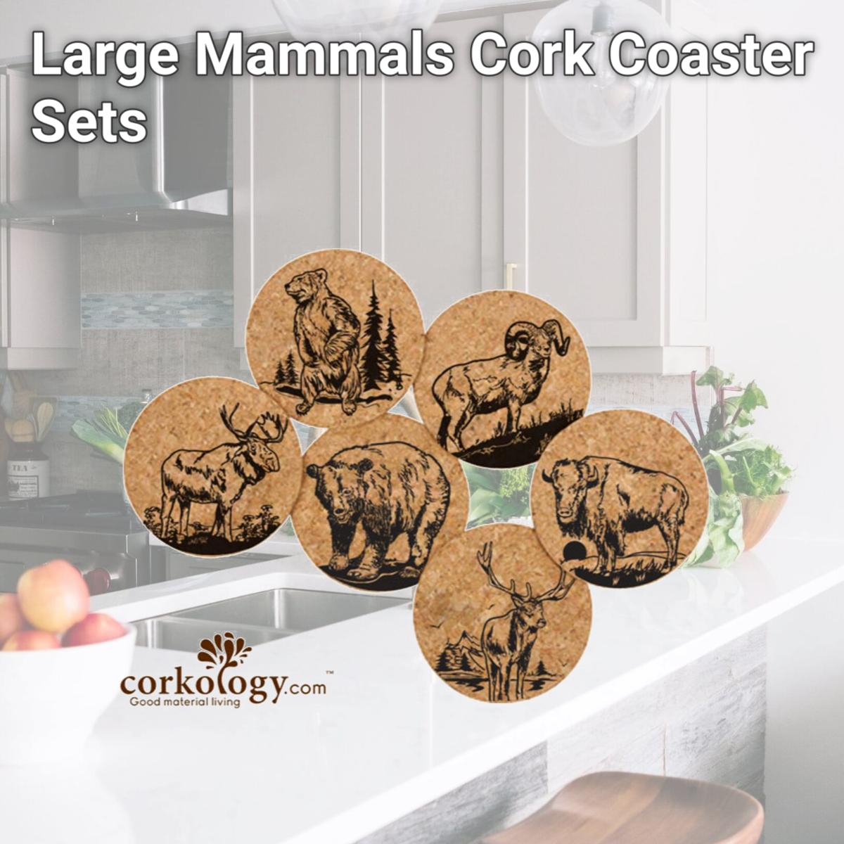 Picture of Corkology 393 Large Mammals Cork Coaster Sets