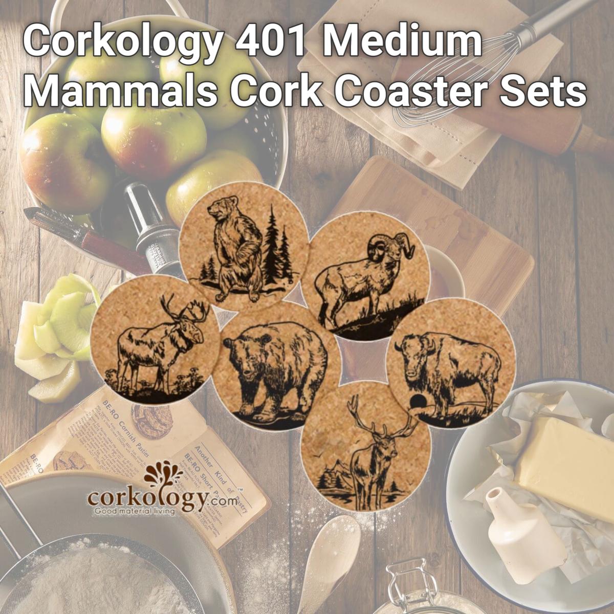 Picture of Corkology 401 Medium Mammals Cork Coaster Sets