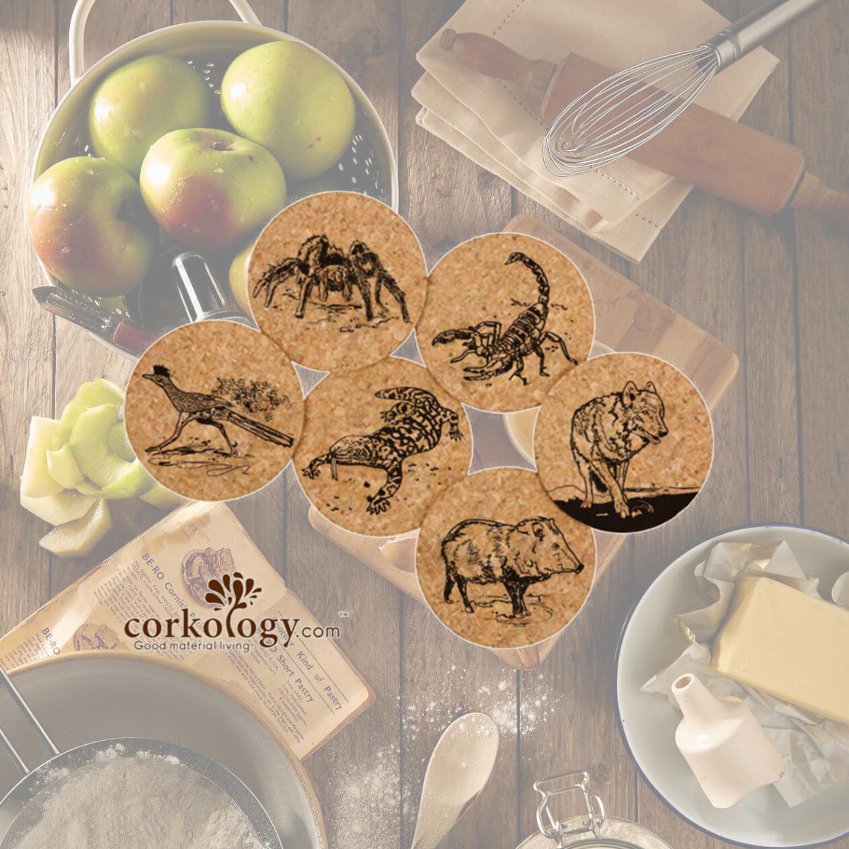 Picture of Corkology 409 Southwest Animals Cork Coaster Sets