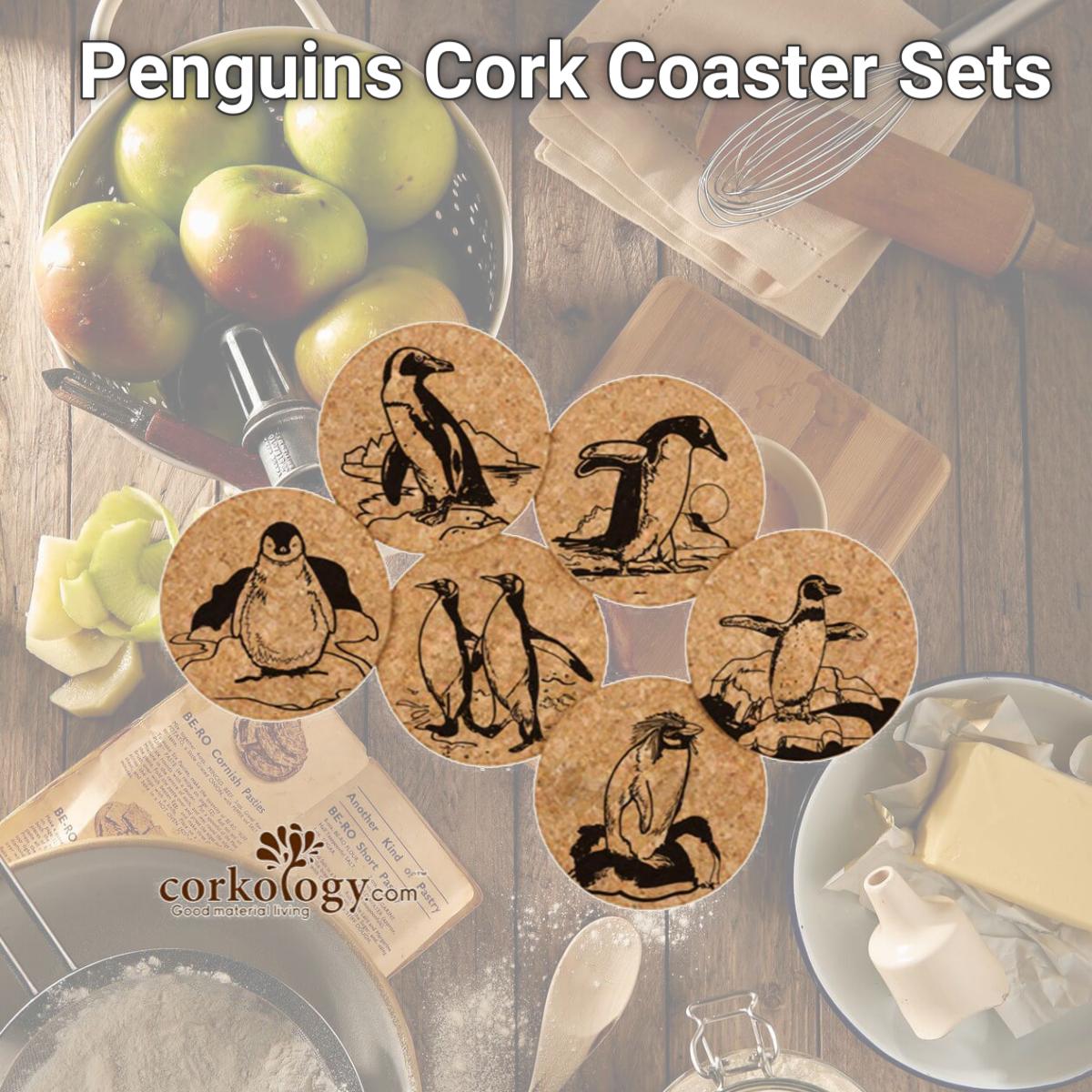 Picture of Corkology 412 Penguins Cork Coaster Sets