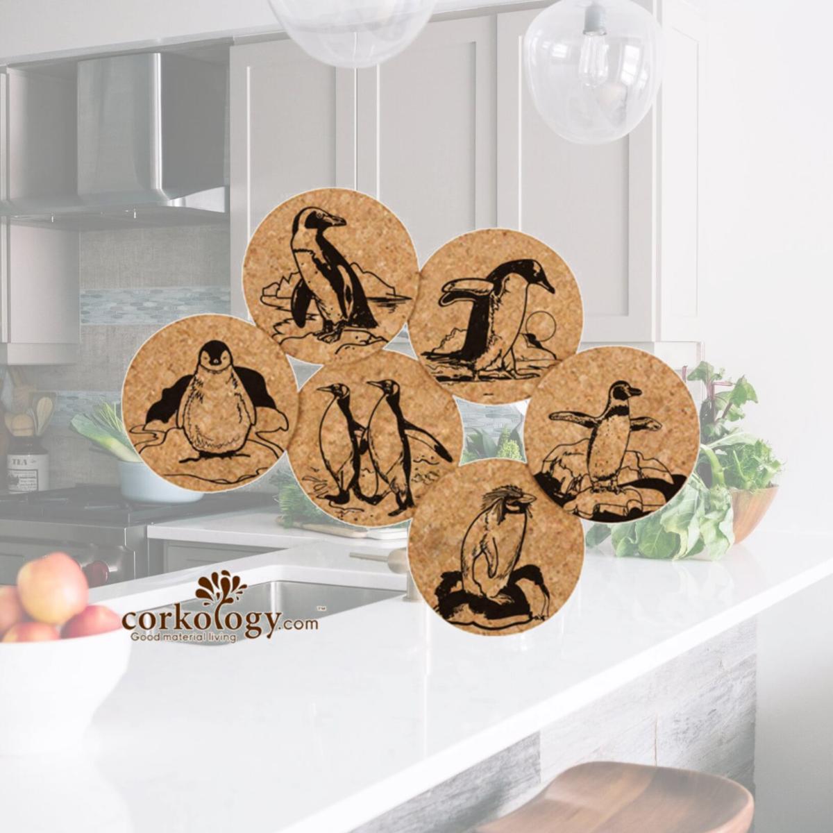 Picture of Corkology 412 Penguins Cork Coaster Sets