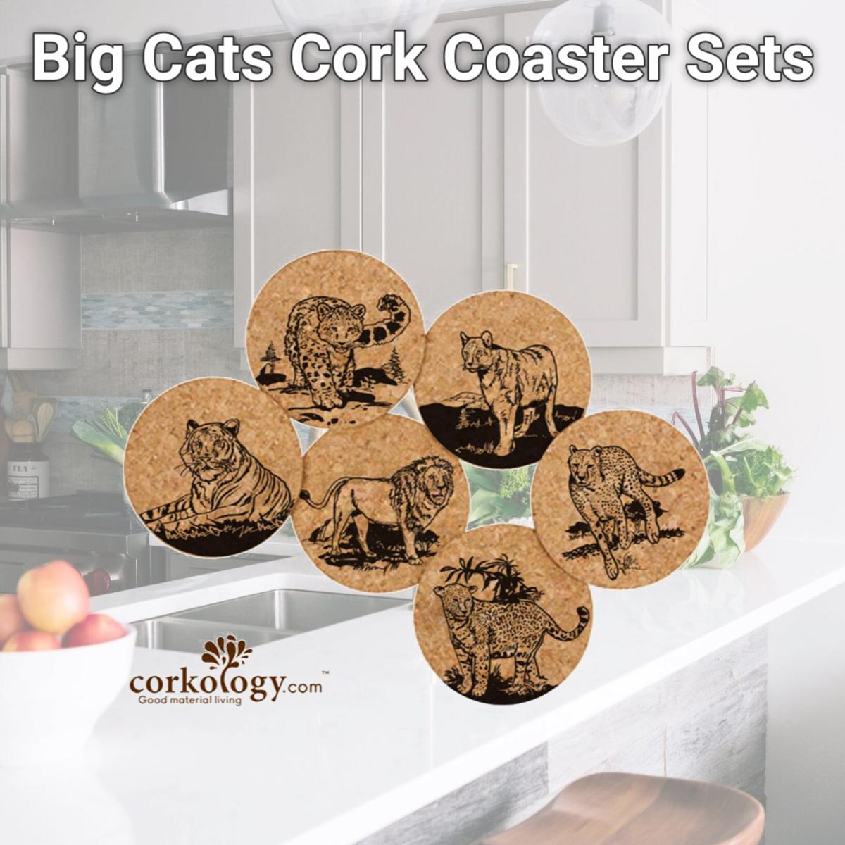 Picture of Corkology 413 Big Cats Cork Coaster Sets
