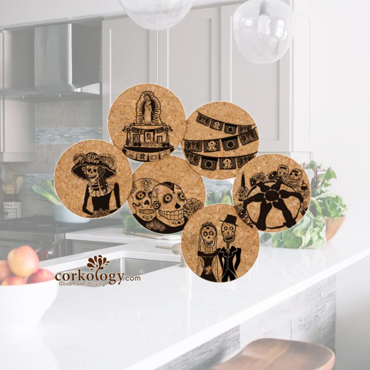 Picture of Corkology 415 Day Of The Dead Cork Coaster Sets