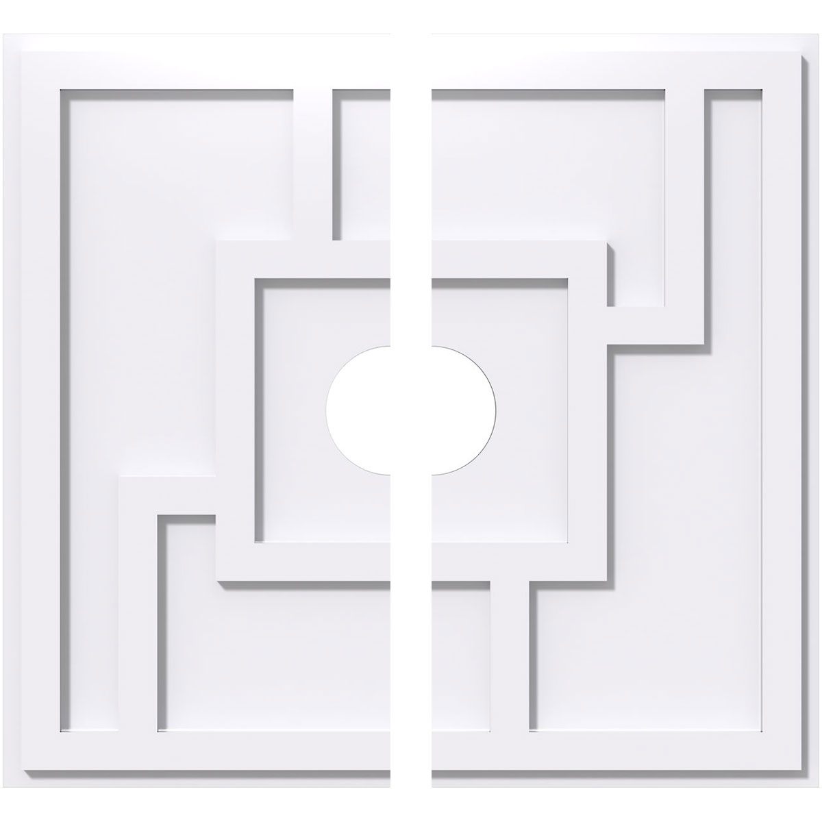Cmp12kx2-02000 12 In. Od X 2 In. Id Square Knox Architectural Grade Pvc Contemporary Ceiling Medallion - 2 Piece