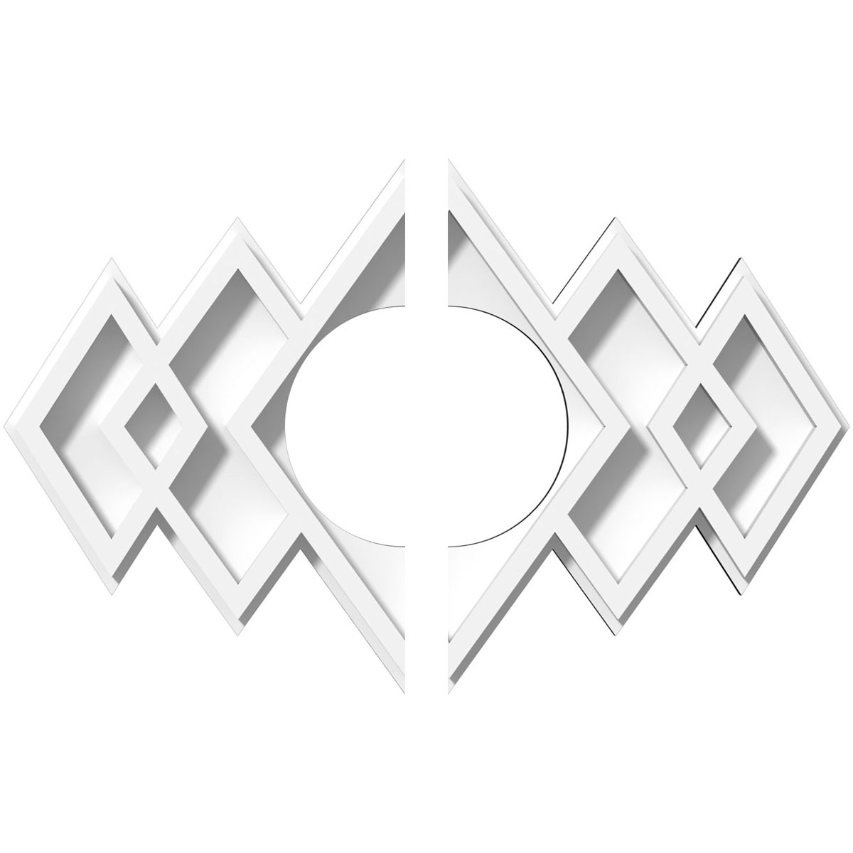 Cmp10x6ze2-03000 3 In. Id X 3 In. Rectangle Zoe Architectural Grade Pvc Contemporary Ceiling Medallion - 2 Piece