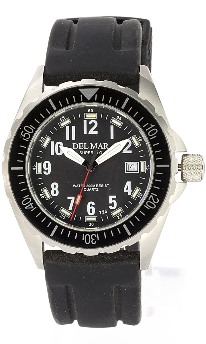 Del Mar 50254 200 M Stainless Steel Super Luminous Dial Strap Watch