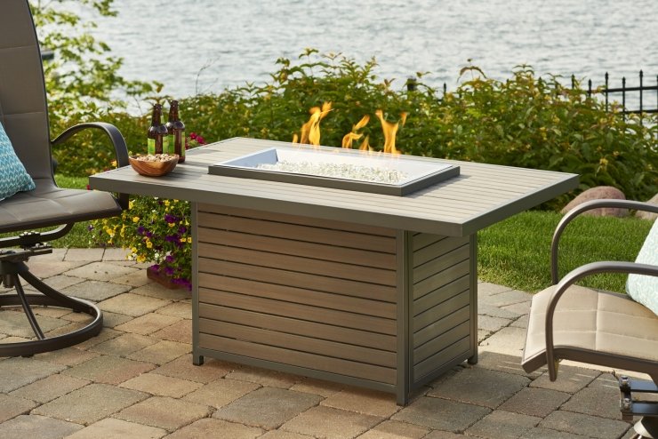 Brk-1224-k 12 X 24 In. Elevated Taupe Composite Top Rectangular Gas Fire Pit Table