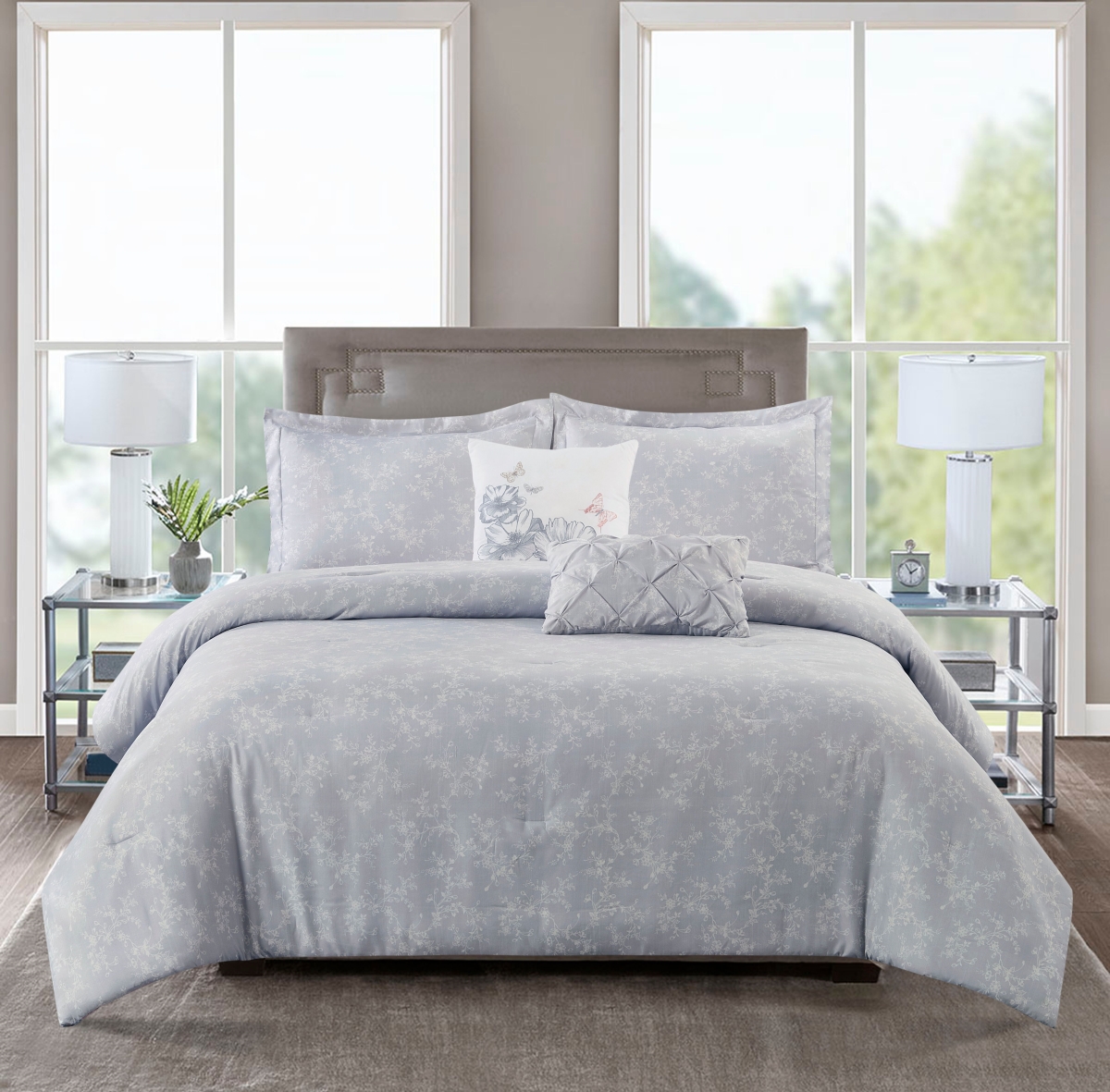 24821903bh-mul-eco 5 Piece Annabel Reversible Comforter Set, Full & Queen Size