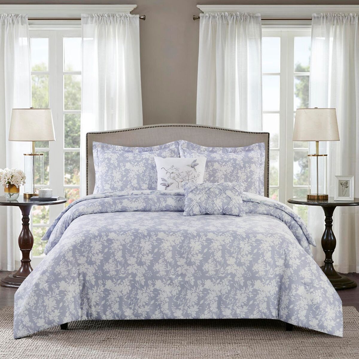 24831903bh-mul-eco 5 Piece Bria Floral Reversible Comforter Set, Full & Queen Size
