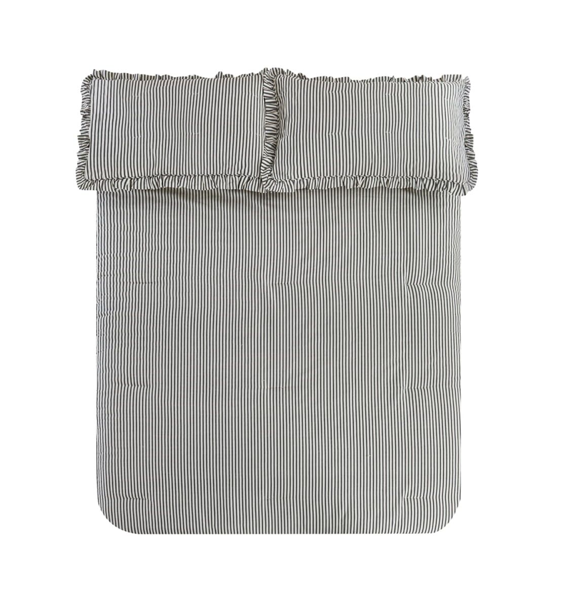 2489102bsp-blk-eco 3 Piece Toile Stripe Bedspread Set, Full Size