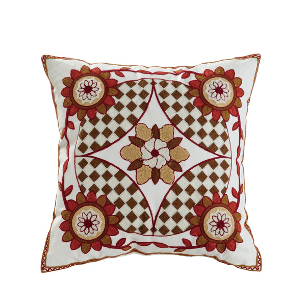 70013 18 X 18in. Elight Multicolored Cotton Embroidered Throw Pillow, Saffron