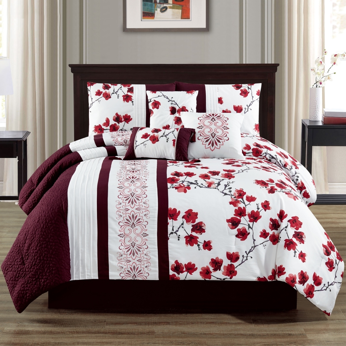 21177k Camilla Embroidery 7 Piece Comforter Set, King