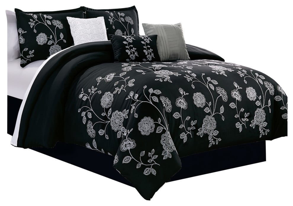 21321k Iris Embroidery Plus 7 Piece Comforter Set - King