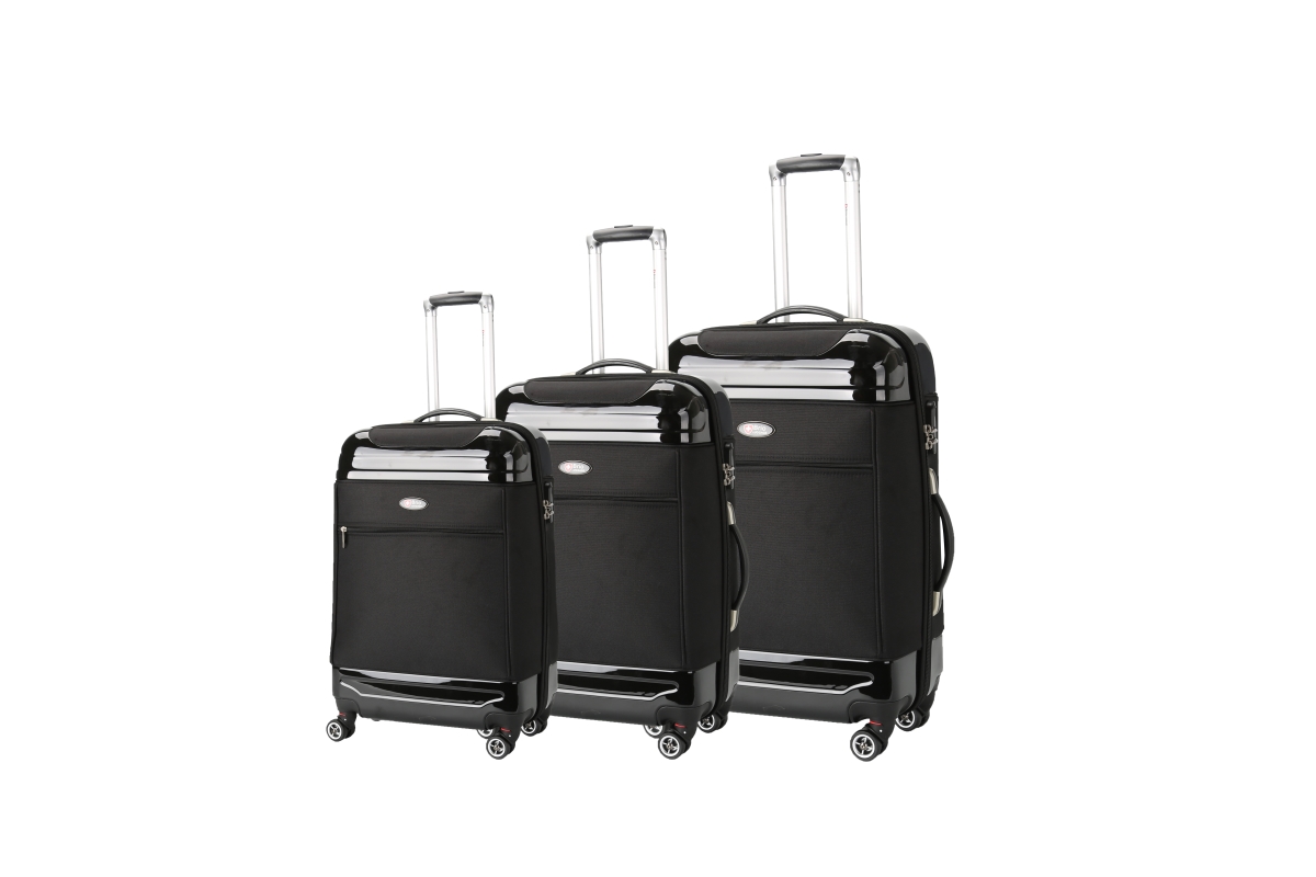 Ae1116-black Hybrid Hardside & Softside Luggage Set - Black