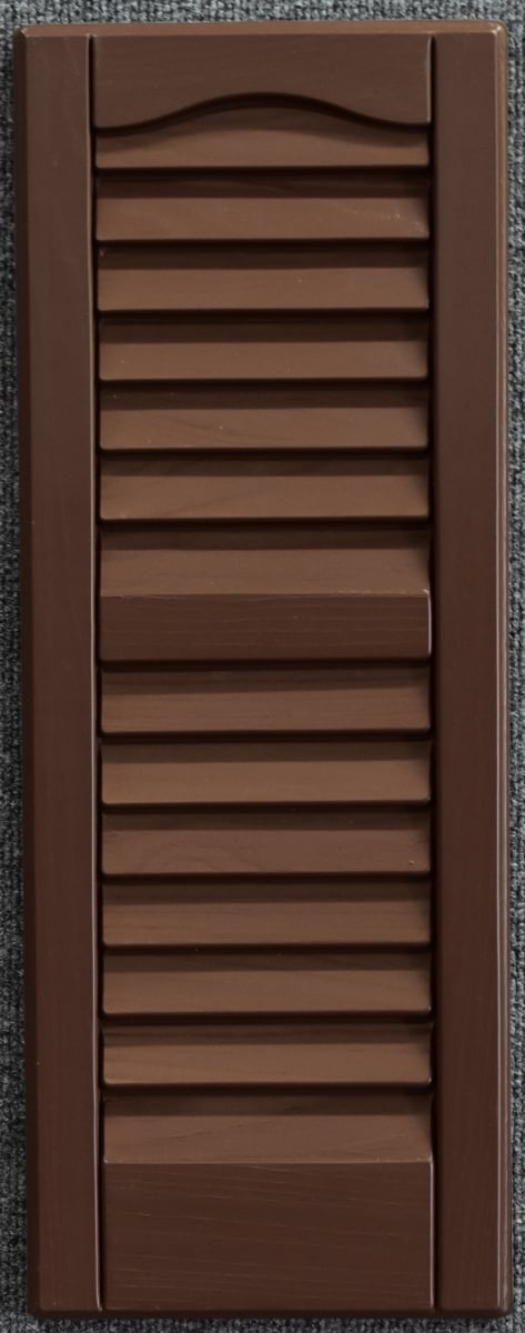 L0924br-fh 9 X 24 In. Louvered Exterior Decorative Shutters, Brown