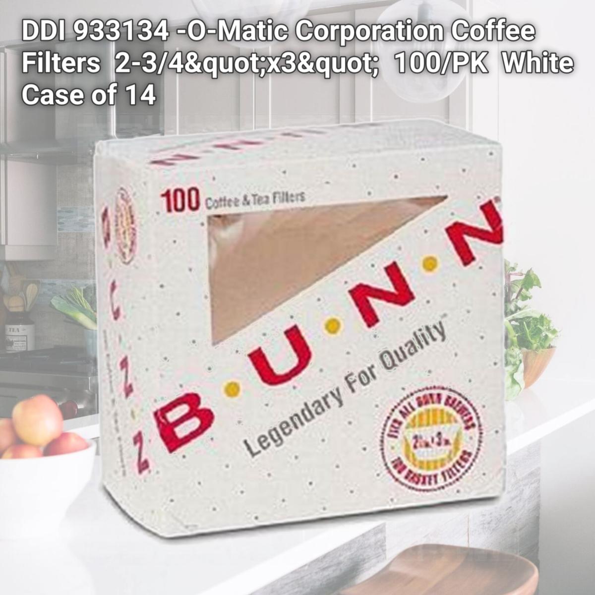 Picture of DDI 933134 Bunn-O-Matic Corporation Coffee Filters  2-3/4"x3"  100/PK  White Case of 14
