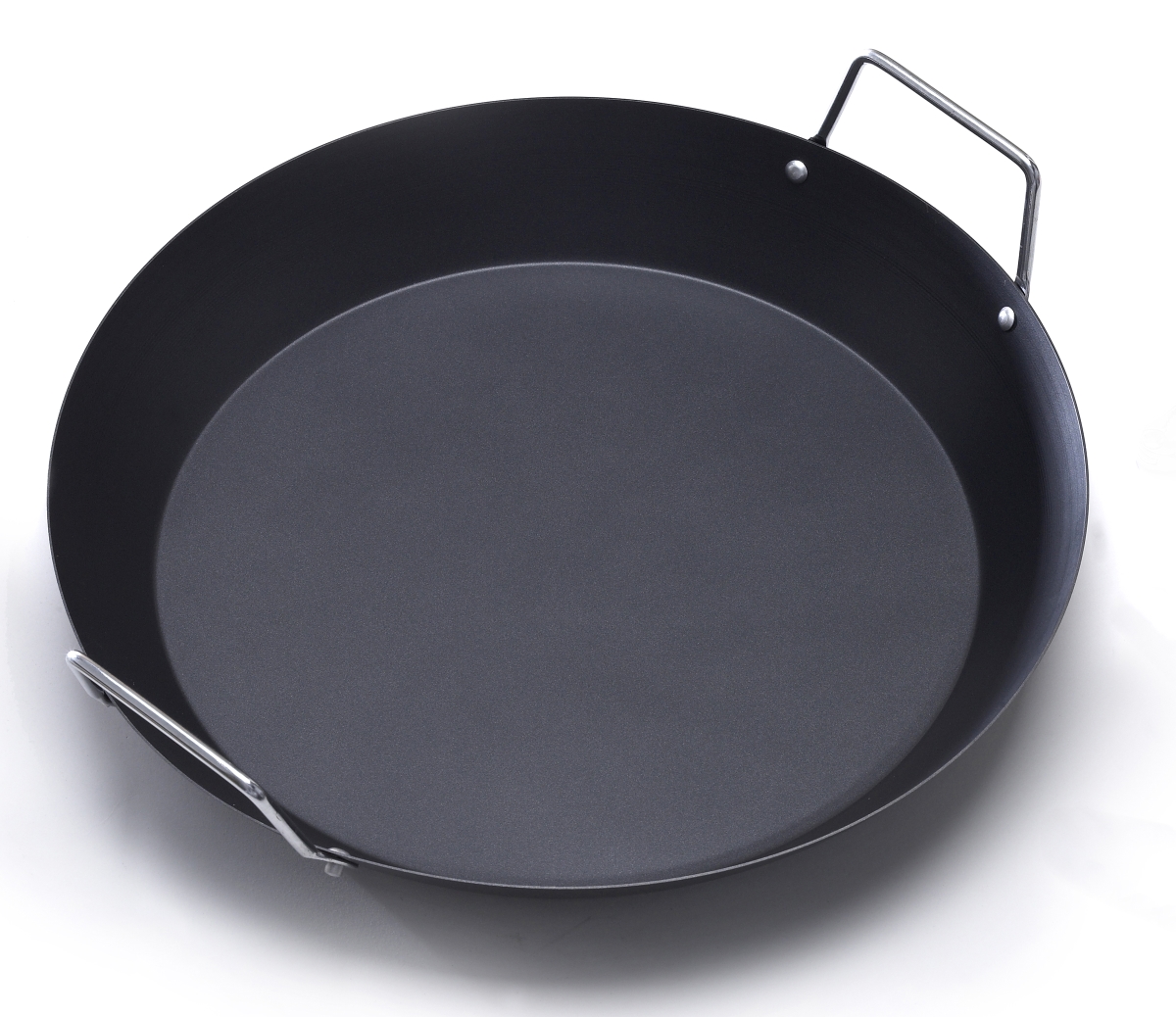 Car52022 15 In. Paella Pan With Metal Handle, Dark Grey