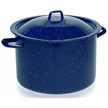C206661062810w 4 Qt. Imusa Speckled Enamel Stock Pot With Lid, Blue
