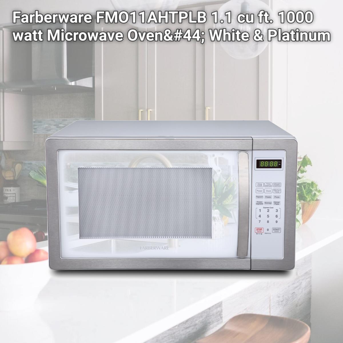 Picture of Farberware FMO11AHTPLB 1.1 cu ft. 1000 watt Microwave Oven&#44; White & Platinum