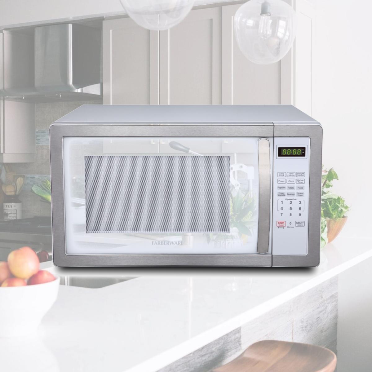 Picture of Farberware FMO11AHTPLB 1.1 cu ft. 1000 watt Microwave Oven&#44; White & Platinum