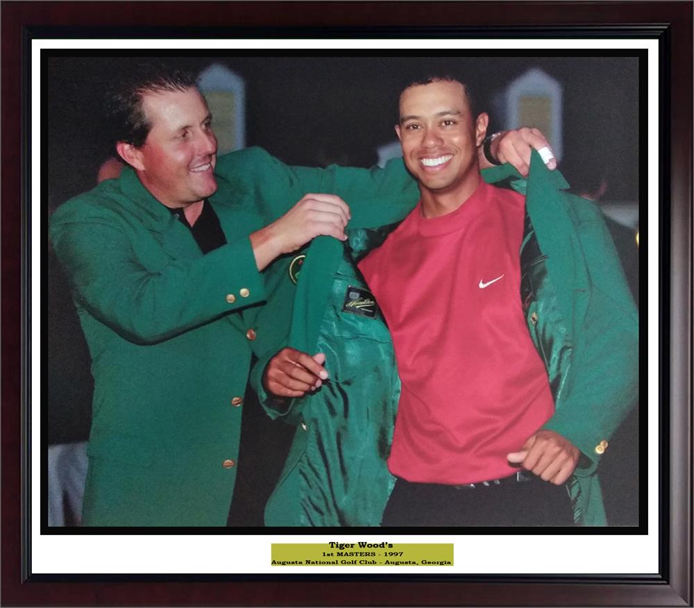 900-08 Tiger Woods & Phil Mickelson Green Jacket Frame - 11 X 14 In.