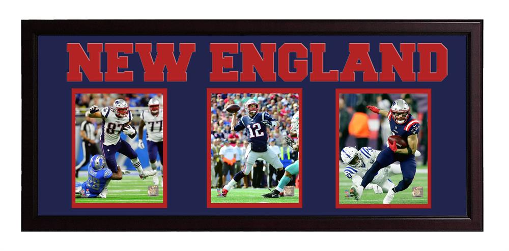 111-63 New England Patriots Three Photo Frame - 18 X 30 In.