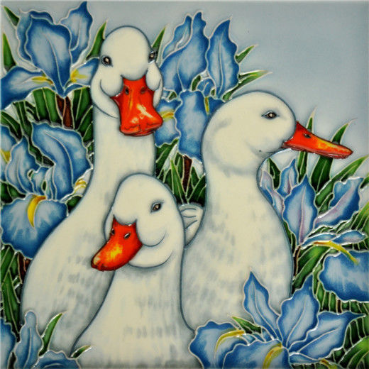 B-405 8 X 8 In. 3 Duck, Decorative Ceramic Art Tile