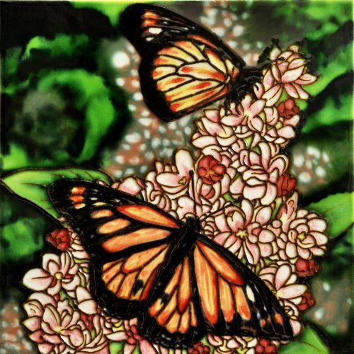 B-362 8 X 8 In. Monarch Butterfly, Decorative Ceramic Art Tile