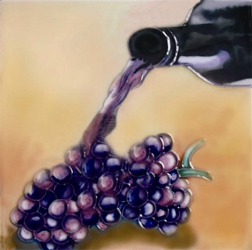 H-07 6 X 6 In. Wine Grapes - Purple, Decorative Ceramic Art Tile