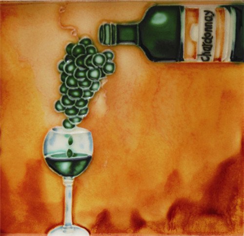 H-08 6 X 6 In. Wine Grapes - Green, Decorative Ceramic Art Tile