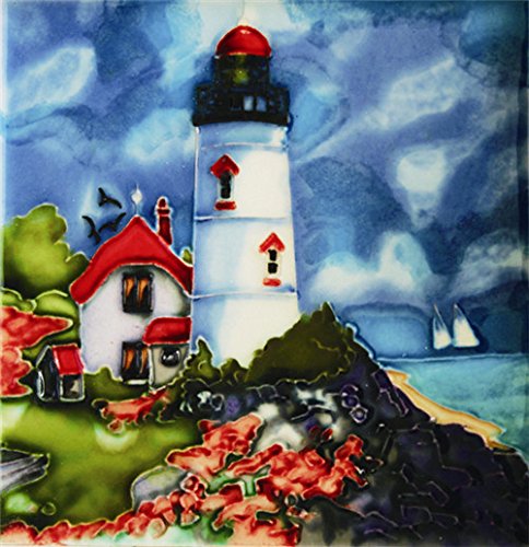 H-21 6 X 6 In. Lighthouse By The Ocean, Decorative Ceramic Art Tile