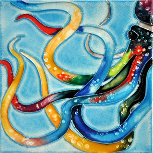 H-52 6 X 6 In. Colorful Octopus, Decorative Ceramic Art Tile