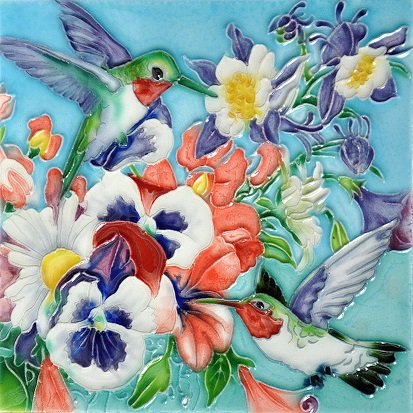 H-63 6 X 6 In. Hummingbird Delight, Decorative Ceramic Art Tile
