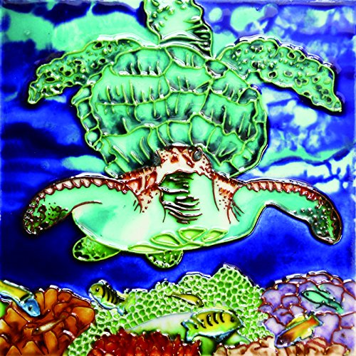 H-67 6 X 6 In. Under The Sea Turtle, Decorative Ceramic Art Tile