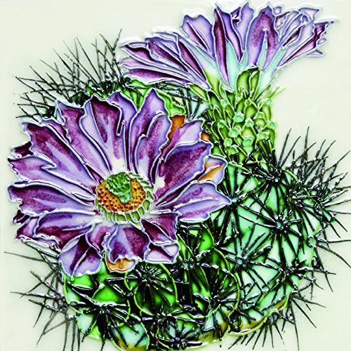 H-69 6 X 6 In. Purple Flower Cactus, Decorative Ceramic Art Tile