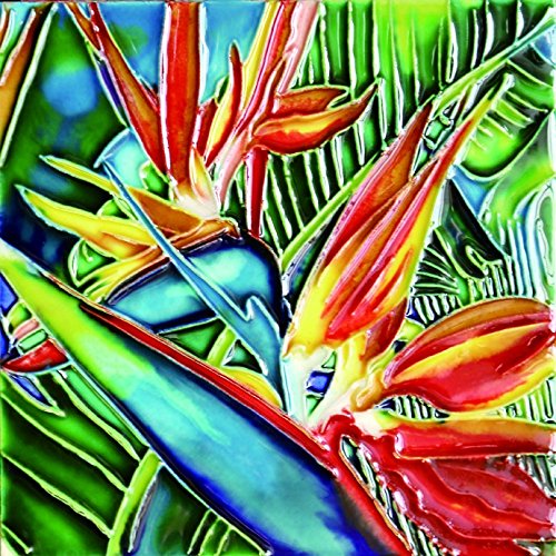 H-75 6 X 6 In. Tropical Bird Of Paradise, Decorative Ceramic Art Tile