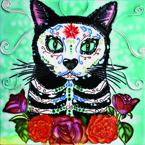 B-429 8 X 8 In. Dia De Los Muertos - Day Of The Dead Cat, Decorative Ceramic Art Tile