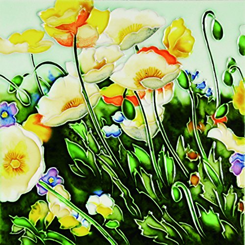B-432 8 X 8 In. Wild Poppies Flower, Decorative Ceramic Art Tile