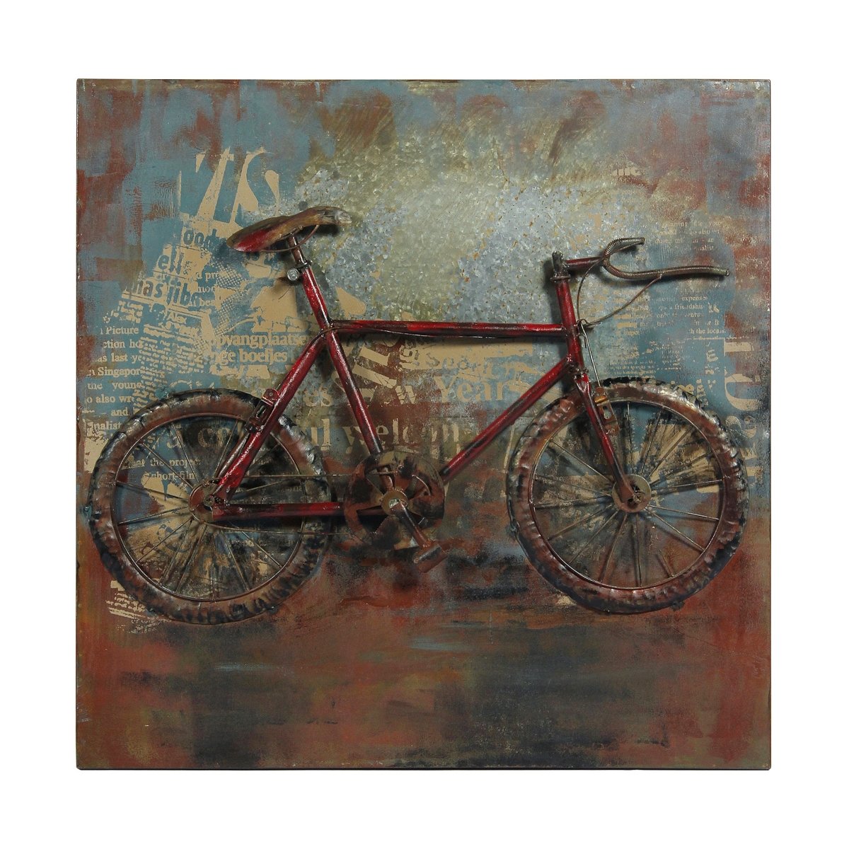 Pmo-110626-3232 Primo Mixed Media Hand Painted Iron Wall Sculpture - Biking
